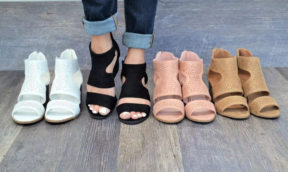 Mata Women's Perforated Cut-Out Heeled Nubuck Booties - Primary Image