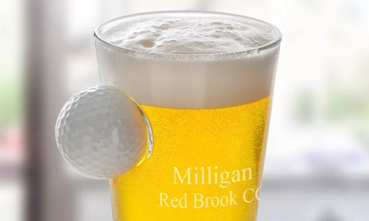 Personalized Golf-Ball Lowballs or Pint Glasses from Qualtry (Up to 53% Off). Four Options Available. - Primary Image
