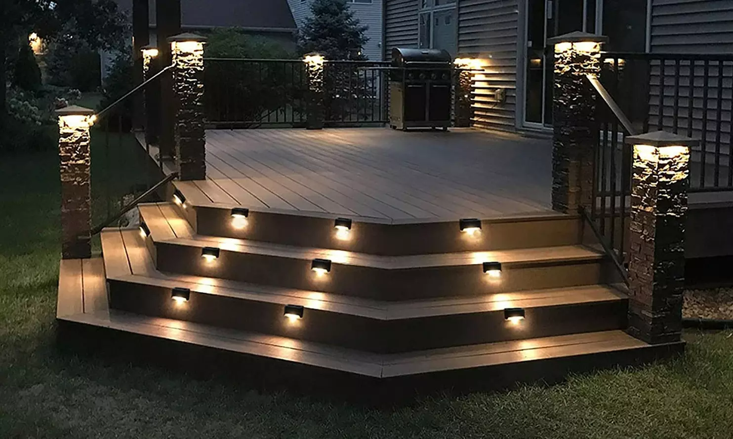 8-Pack Solar LED Deck & Step Lights