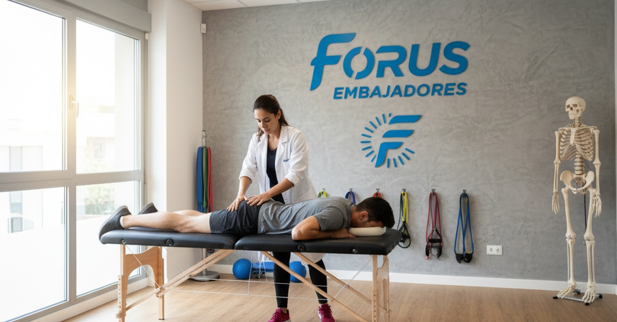 Sesión de fisioterapia en Forus Embajadores, Madrid