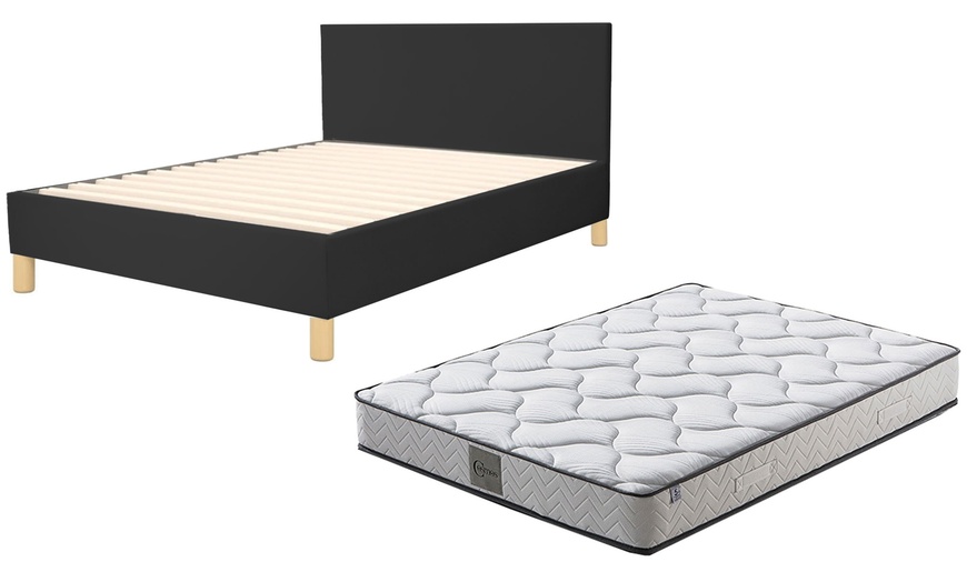 Image 12: Lit Rome en simili cuir design élégant, Sampur