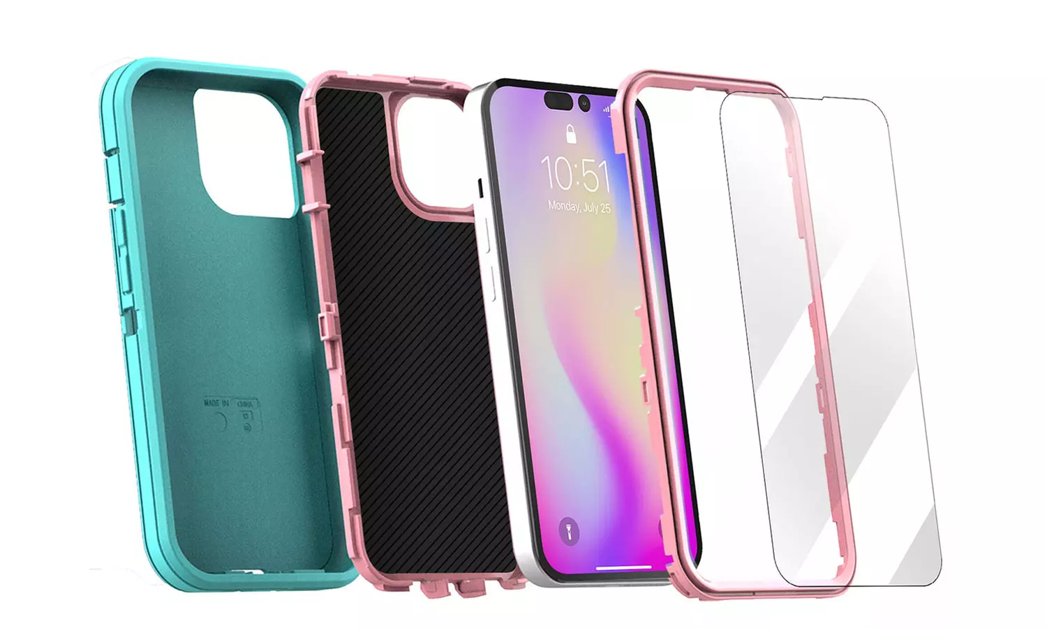 For iPhone 14 Pro Case Heavy Duty Shockproof Hybrid Hard Cover Screen Protector