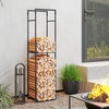 Image 1: Outsunny Metal Firewood Log Holder, Adjustable Slim Design