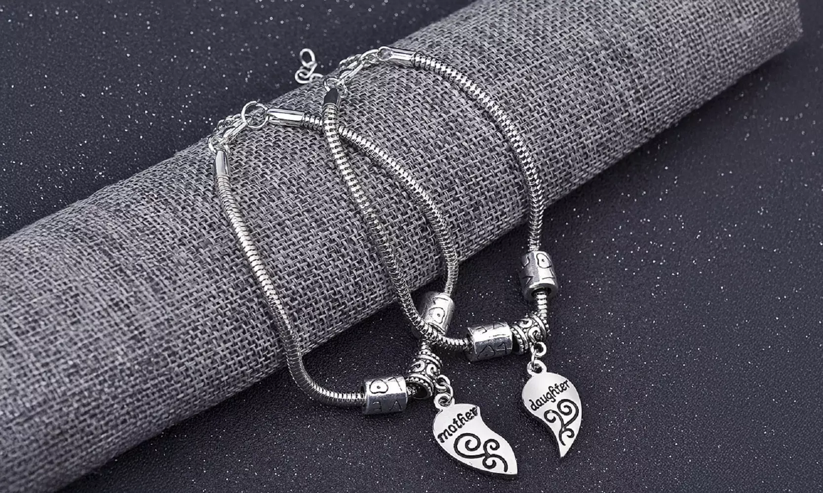 Mother and Daughter Heart Bracelet Set