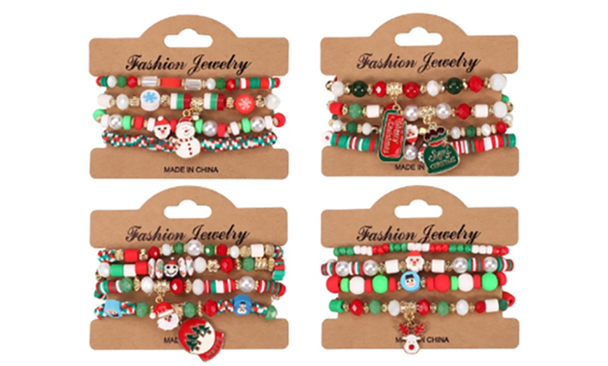 Image 1: Christmas Bracelet Stud Earrings Set