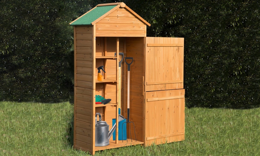 Image 1: Outsunny Four-Tier Garden Shed