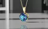 14k yellow gold plated 2 Ct Round Alexandrite 18 Inch Necklace