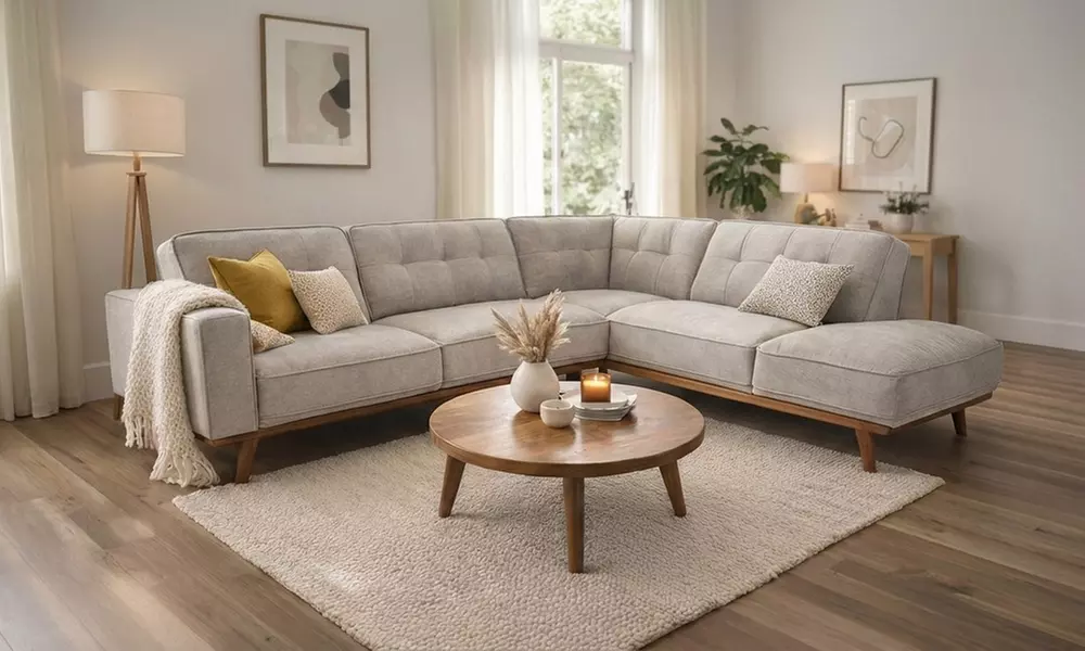 Canapé d'angle Kocoon en tissu avec méridienne angle gauche ou droit