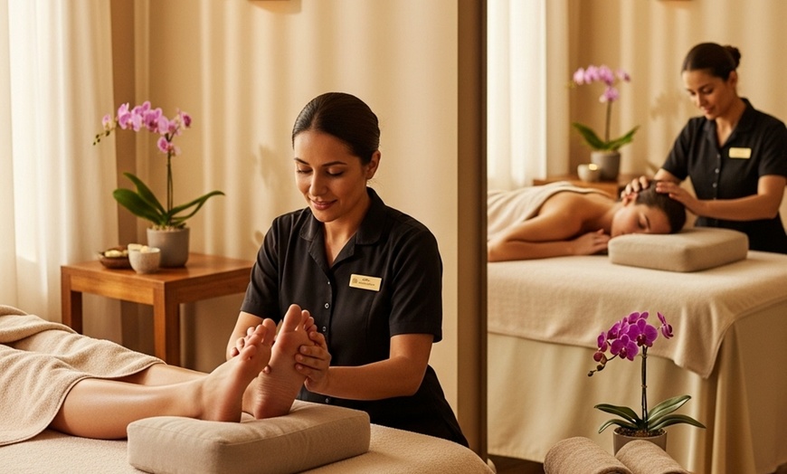 Image 1: Foot Reflexology & Head Massage Combo with Aromatherapy Bliss 