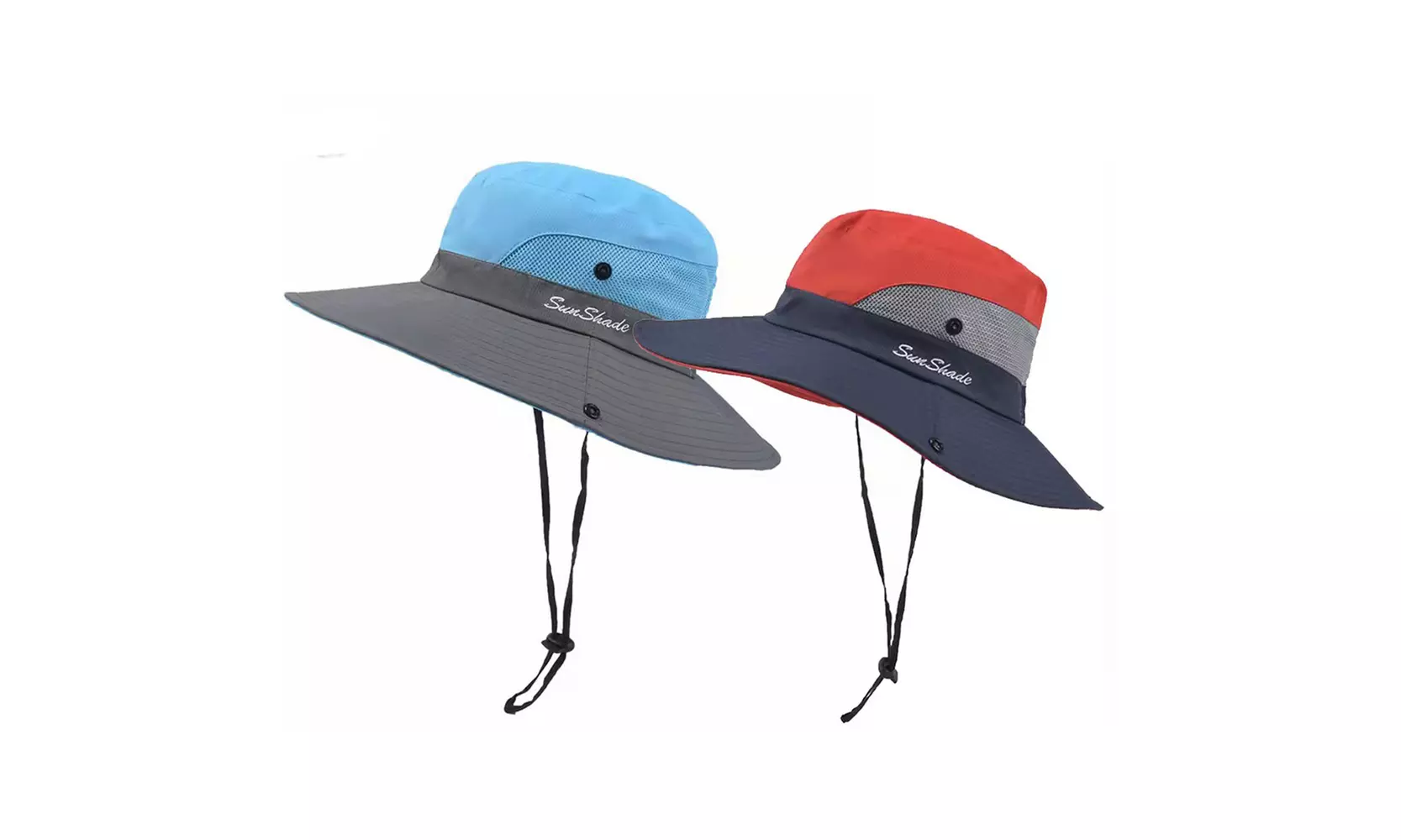Womens UV Protection Hat Foldable Wide Brim Ponytail Sun Hats