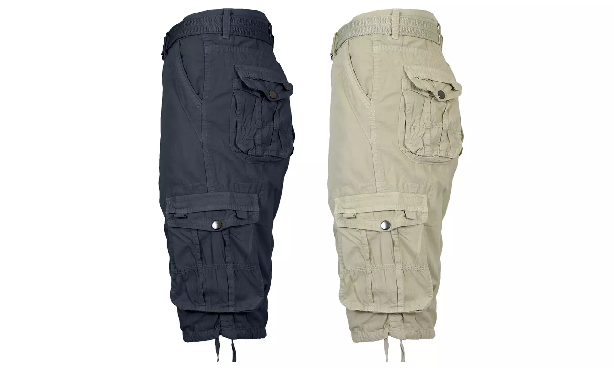 2-Pack Men's Distressed Cotton Cargo Belted Shorts (Sizes, 30-42)