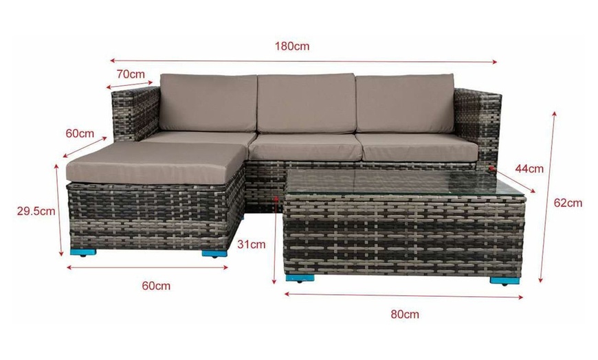 Image 9: Four-Seater Rattan Sofa Set