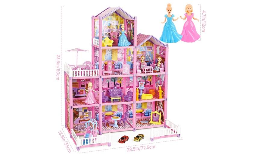 Image 9: 3D DIY Dollhouse Playset with Furniture and Figures for Kids