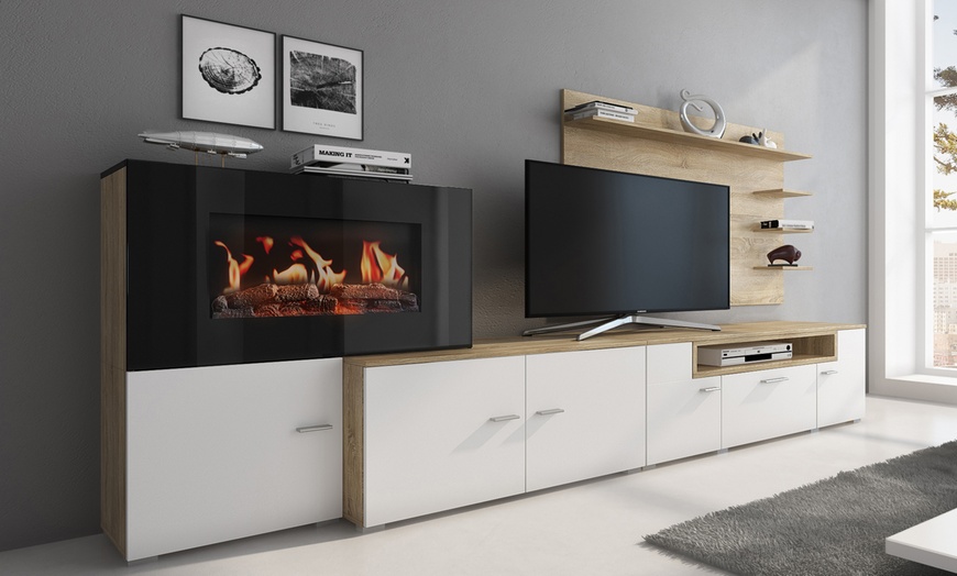 Image 6: Mueble de salón con chimenea eléctrica