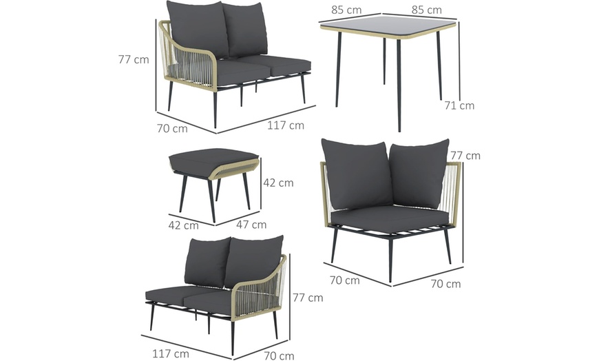 Image 6: Outsunny Six-Piece Rattan-Effect Outdoor Sofa Set