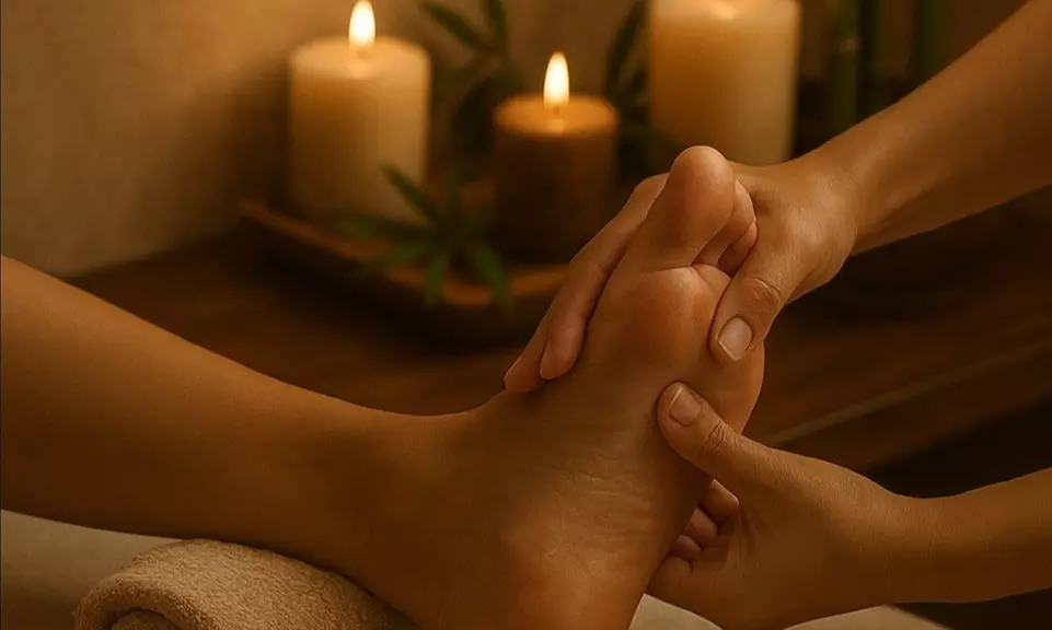 Couples 60-Minutes VIP Luxury Treatment including Reflexology with Steam Eye Patch, Hot Stones, and Foot Detox Soak - Primary Image