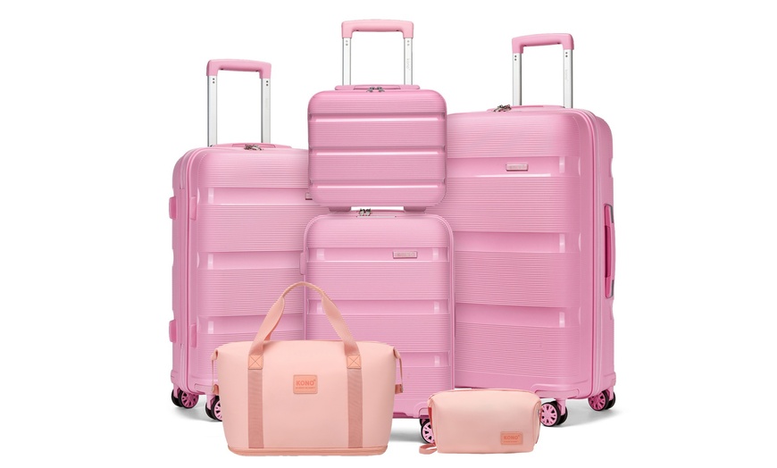 Image 17: Kono 6-Piece PP Hardshell TSA Lock Suitcase Set
