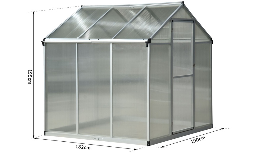 Image 7: Outsunny Polycarbonate Greenhouse