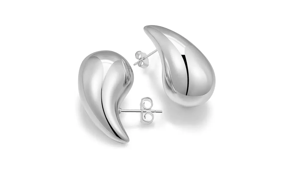 Italian Made 925 Sterling Silver Gold or Silver Chunky Teardrop Earrings