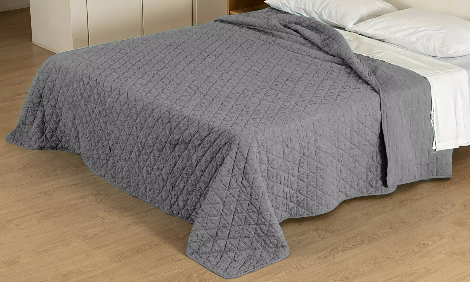 Couvre-lit taille XL avec effet froissé