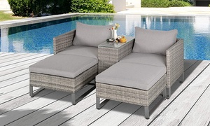  Outsunny Rattan-Effect Chaise Lounge Set 