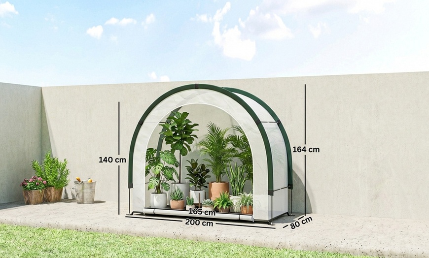 Image 3: Outsunny Foldable Small Greenhouse