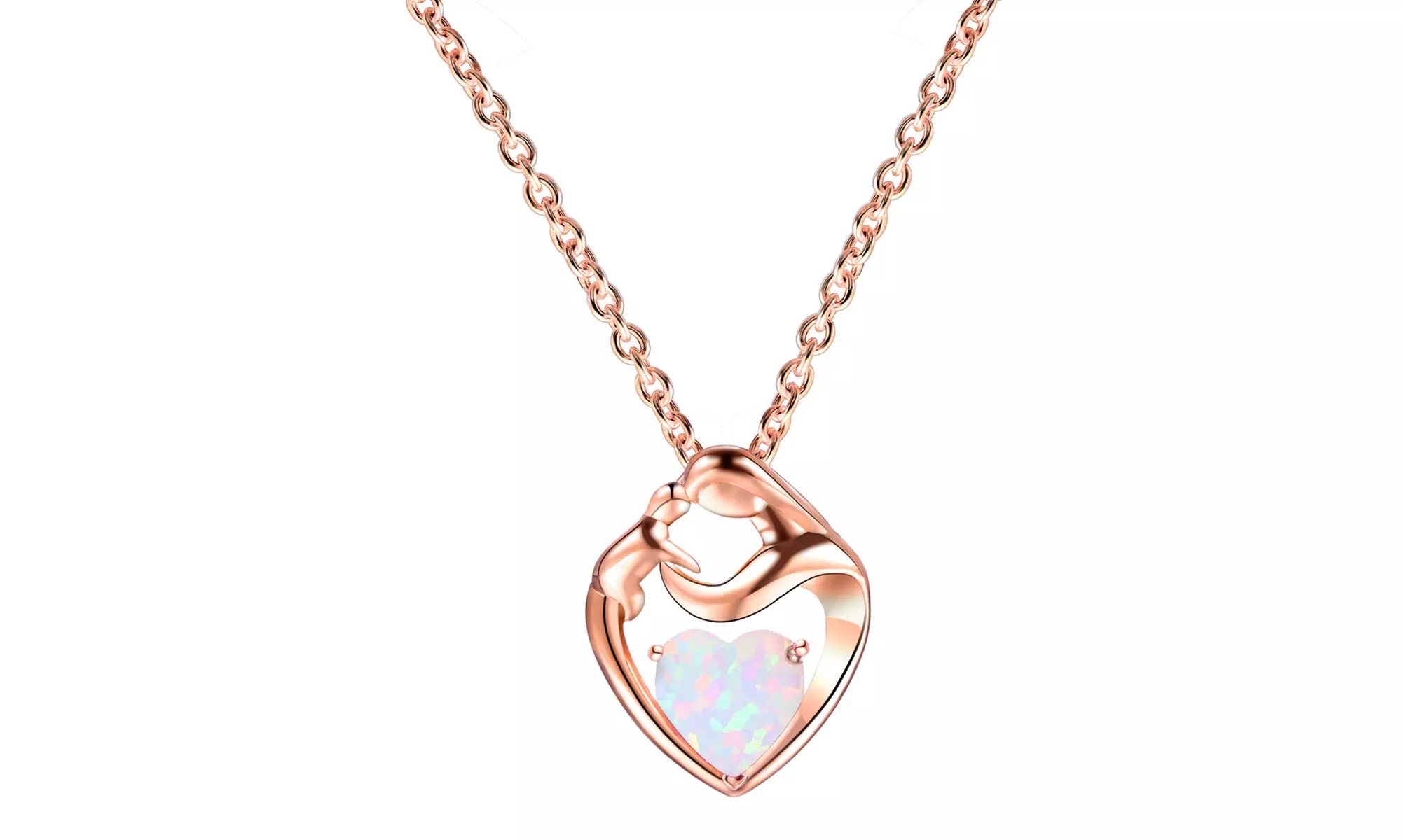 Mother And Child White Opal Pendant Necklace