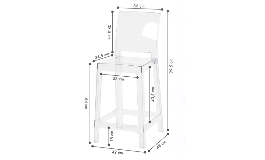 Image 4: Juego de 2 taburetes de policarbonato transparente con respaldo