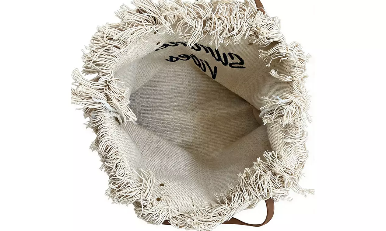 Large Canvas Fringe Summer Tote Beach Bag
