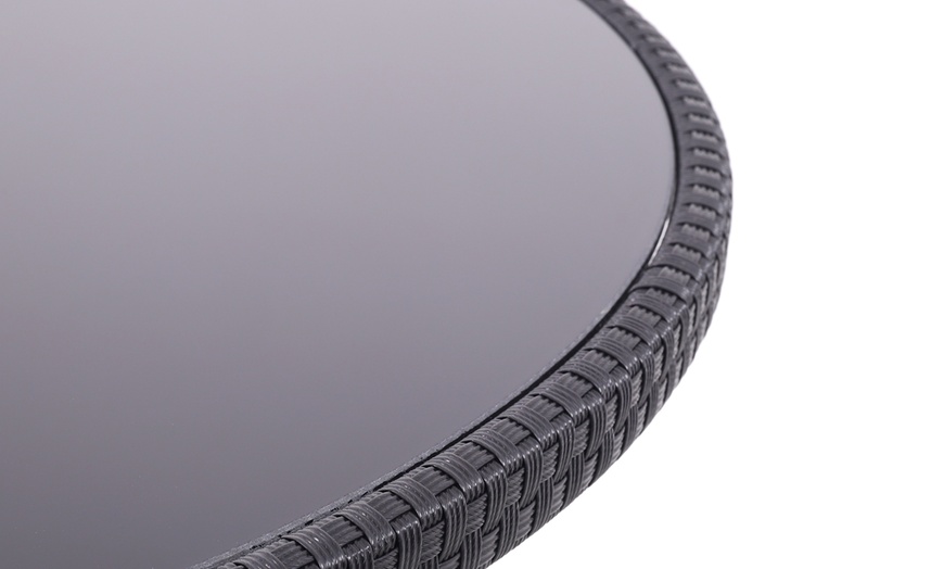 Image 11: Outdoor Garden Rattan Effect Tempered Glass Coffee Table with 6 Styles