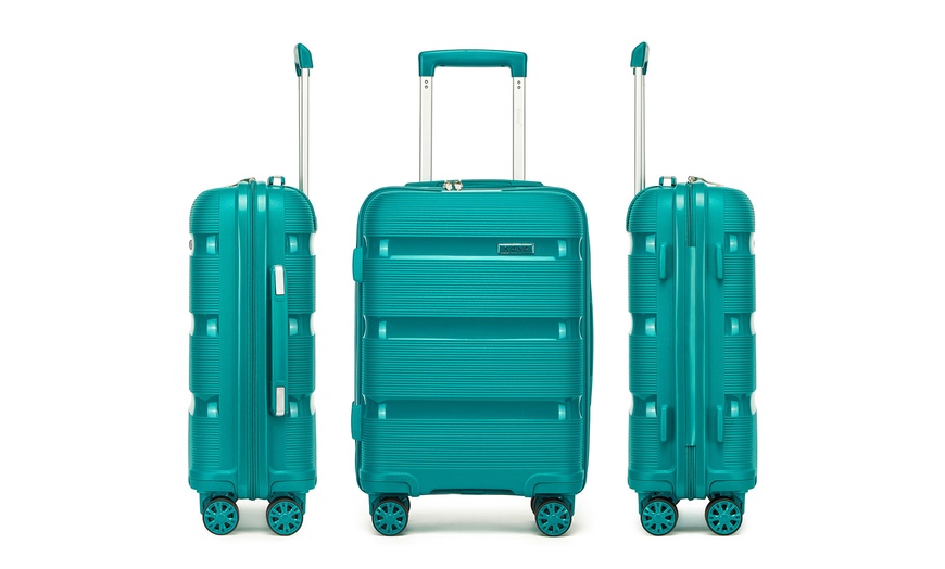 Image 10: Maleta o juego de maletas de ruedas ligeras con diseño estriado