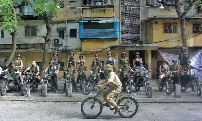 Vietnam: Hanoi Food, Culture, Sight Tour on Vintage Minsk Motorbike