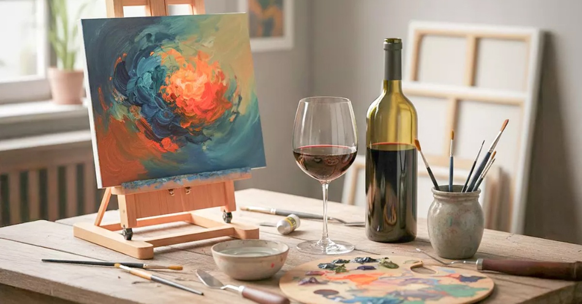 Taller de pintura introspectiva con vino para hasta 4 personas en Madrid