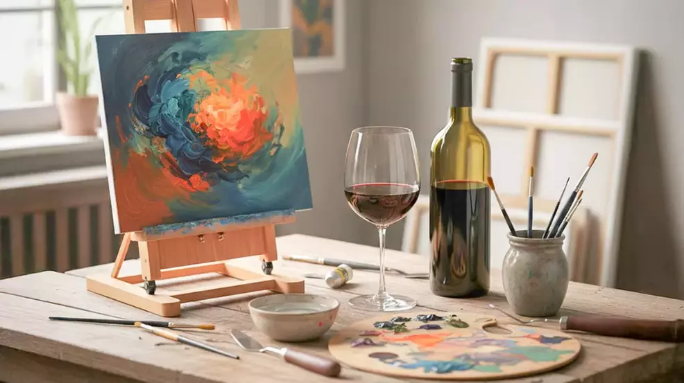 Taller de pintura introspectiva con vino para hasta 4 personas