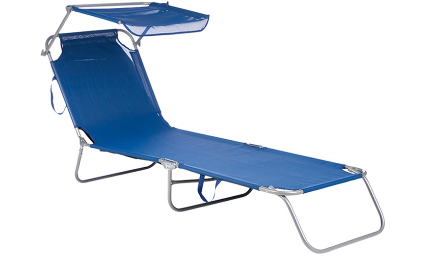 Image 7: Tumbona plegable con parasol 