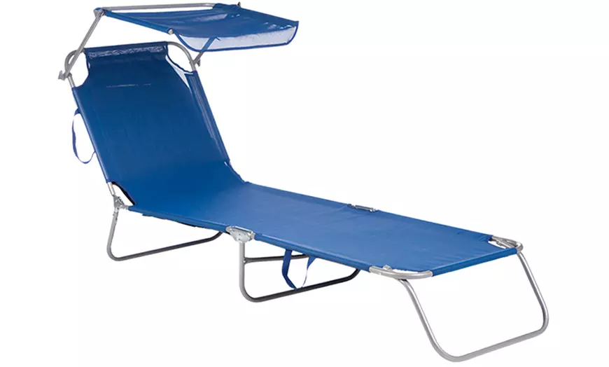 Image 7: Tumbona plegable con parasol 