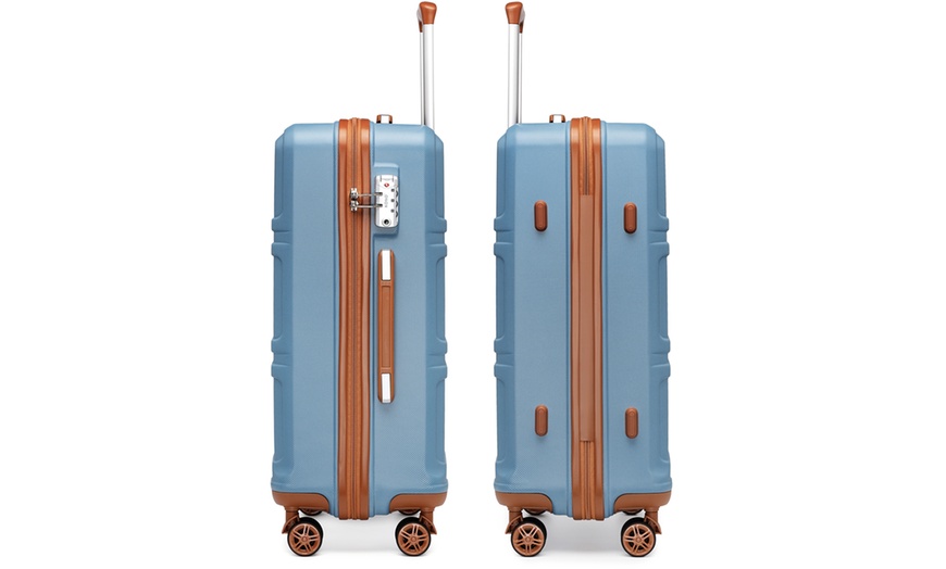Image 4: KONO 20+24+28 Inch Grayish Blue ABS Hard Shell Suitcase with TSA Lock