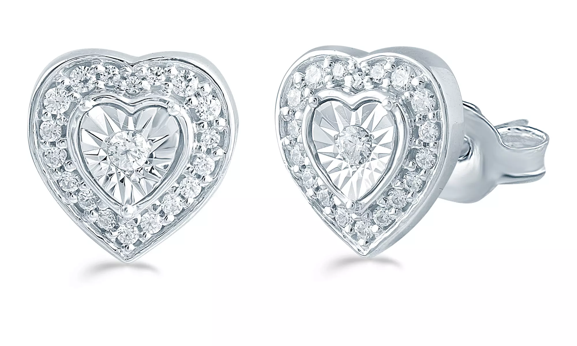1/4Ct TW Diamond Heart Cluster Studs in Sterling Silver by Fifth and Fine