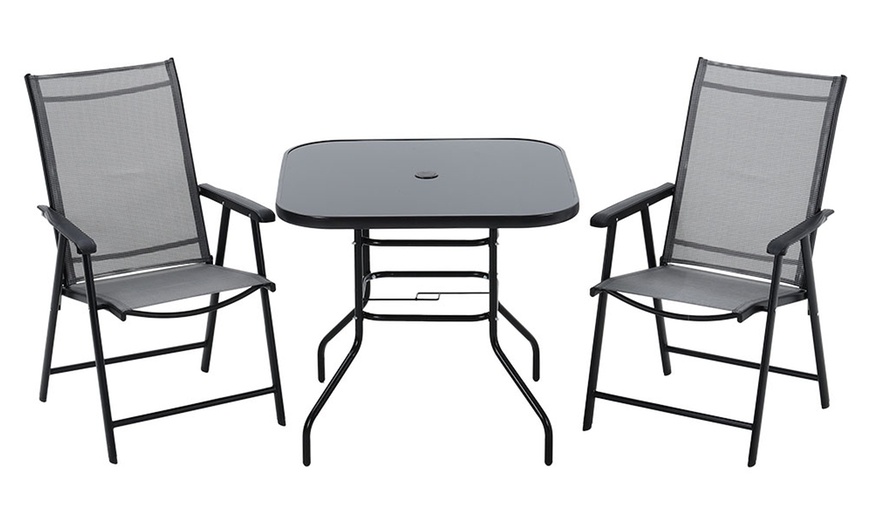 Image 15: Tempered Glass Table with Two Chairs