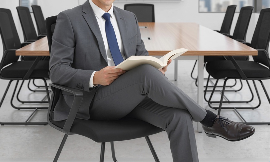 Image 3: HomCom Ergonomic Meeting Chair with Mesh Back Support