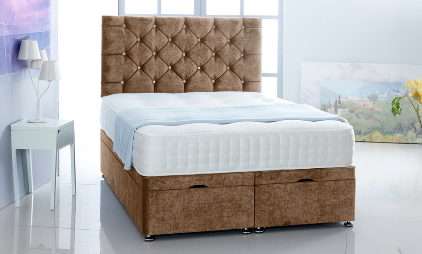 Image 1: Naples Velvet Ottoman Divan Bed 