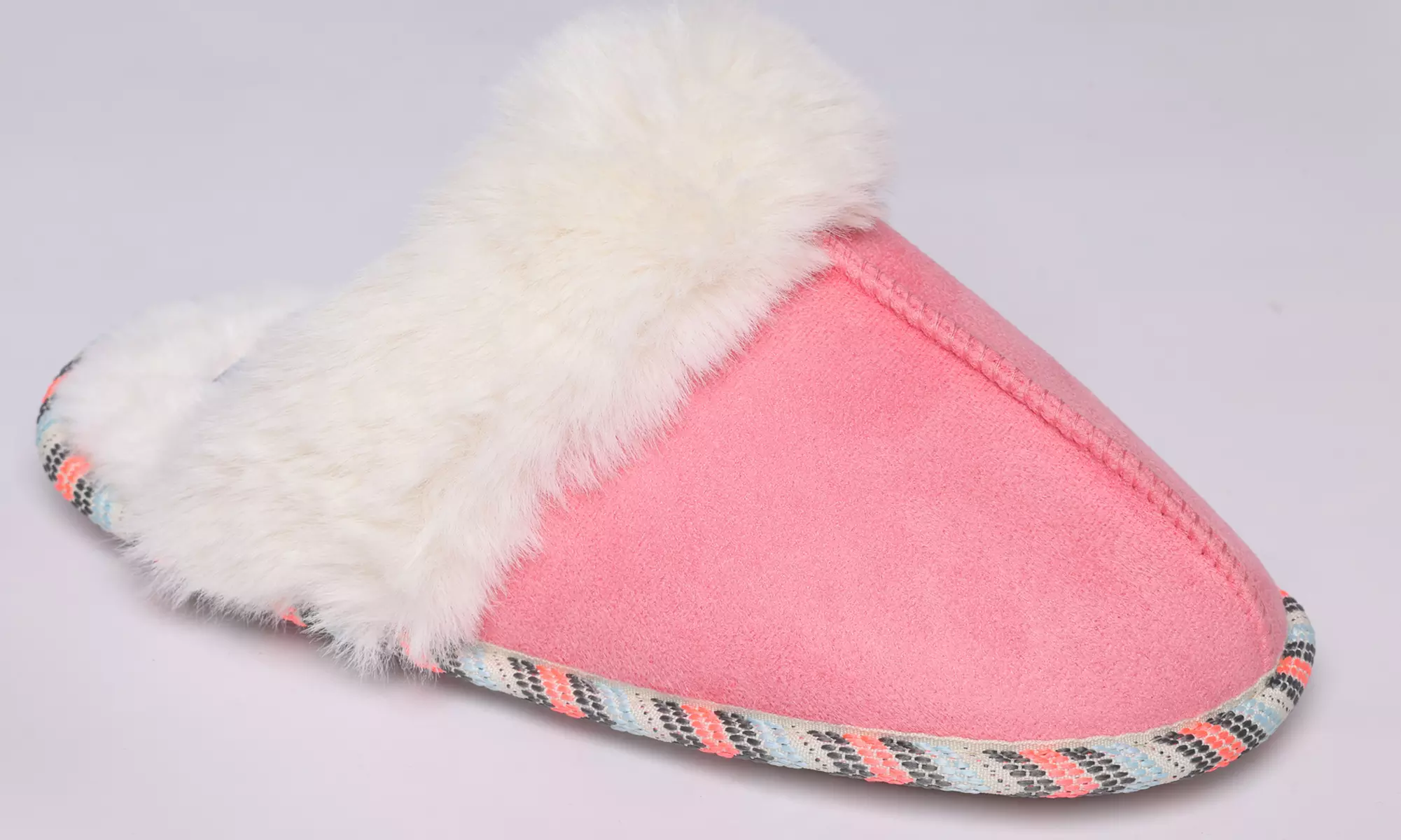 Ladies Slip On Faux Fur Slippers