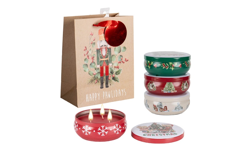 Image 1: 4er-Set Weihnachts-Duftkerzen mit Geschenktüte