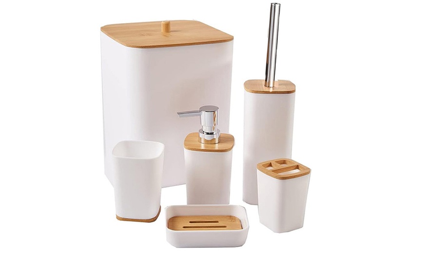Image 2: 6er-Set Badezimmer-Accessoires mit Bambus