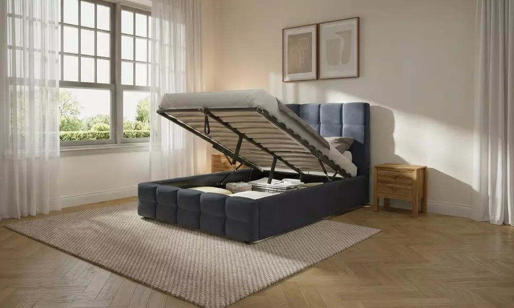 Windsor Velvet Gas Lift Ottoman Bed Frame