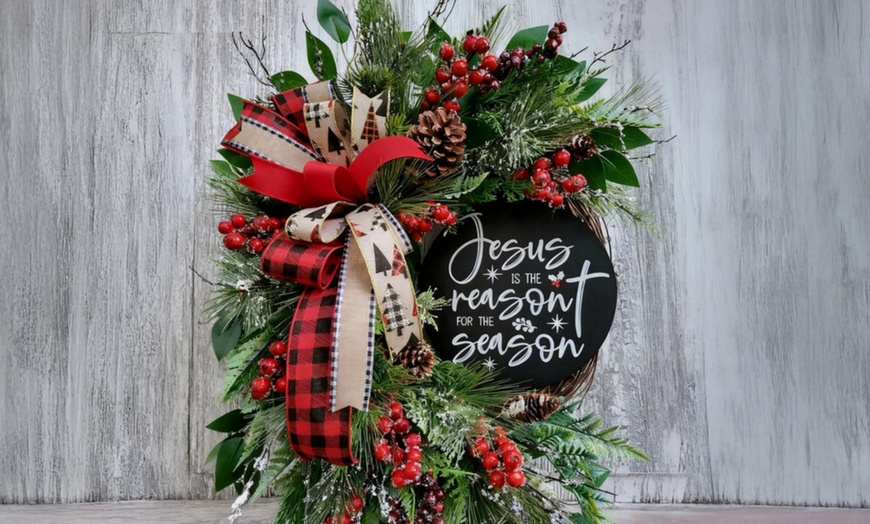 Image 2: Christmas Vine Wreath Decoration Hanging Ornament