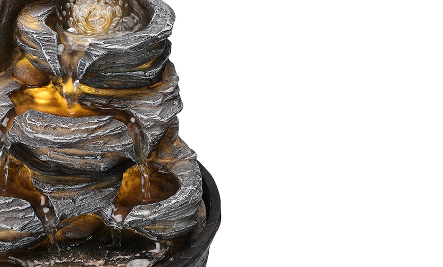 Image 6: Tiered Rock Cascading Tabletop Water Fountain with LED Crystal Ball