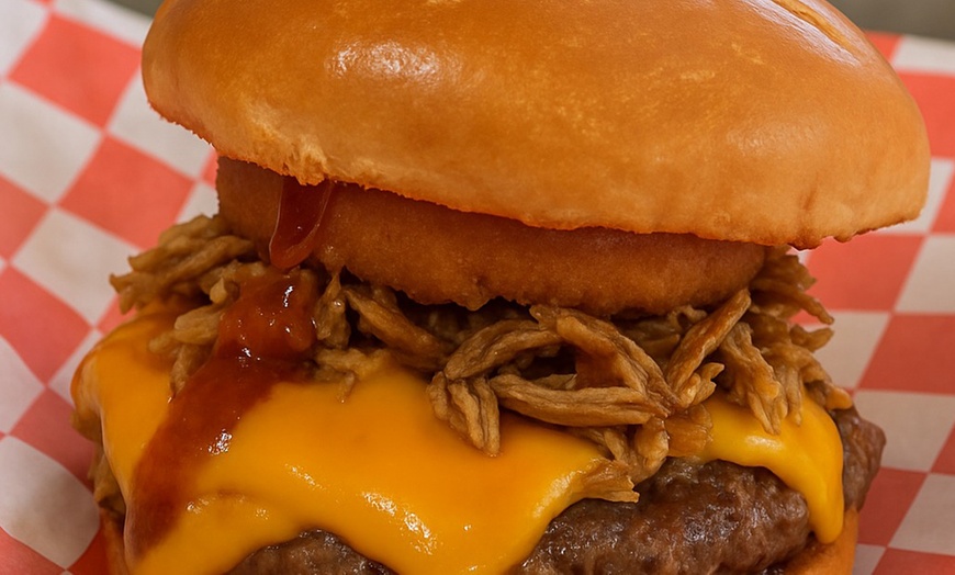 Image 1: Taste the Cowboy Burger and Family BBQ Experience