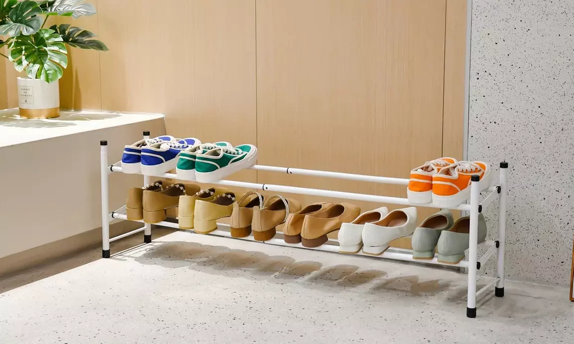 Expandable Free Standing Shoe Rack, 2-Tier Holds Up To 10-Pairs