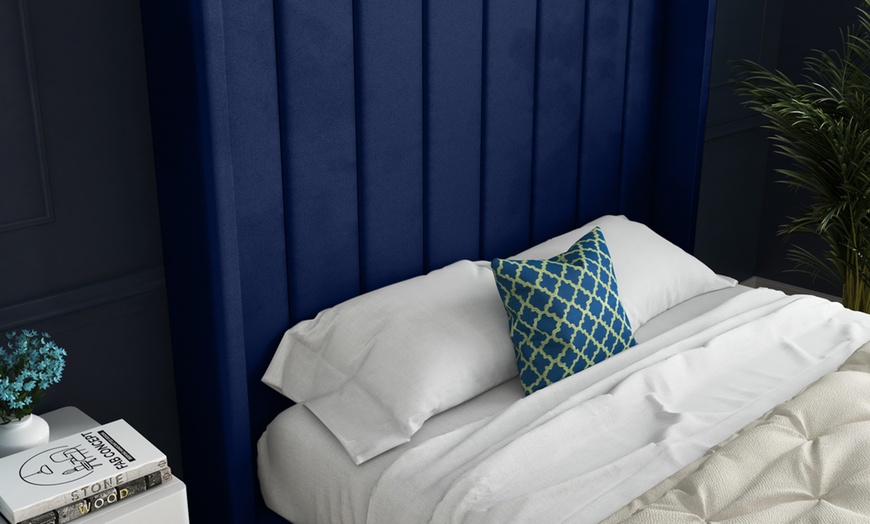 Image 9: Oxford Upholstered Soft Touch Plush Velvet Bed Frame